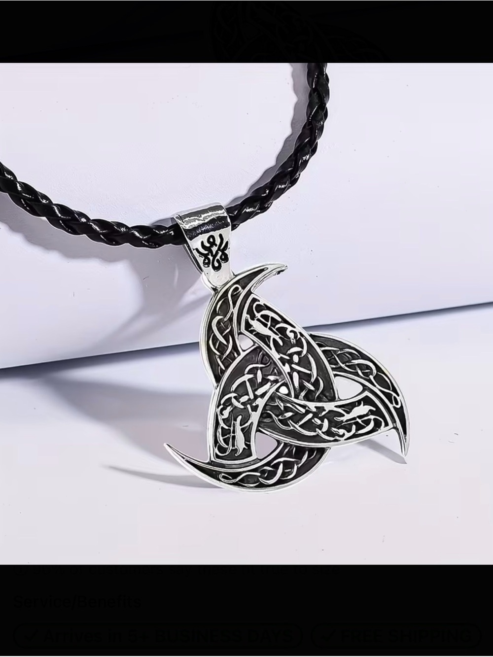 ⭐️ Black Necklace with Celtic Triskelion Pendant